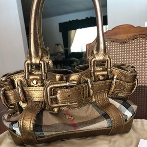 Burberry London Baby Beaton Gold Shimmer Handbag